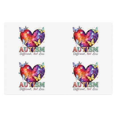 Autism Different Not Less sticker sheets | Heart puzzle butterfly design