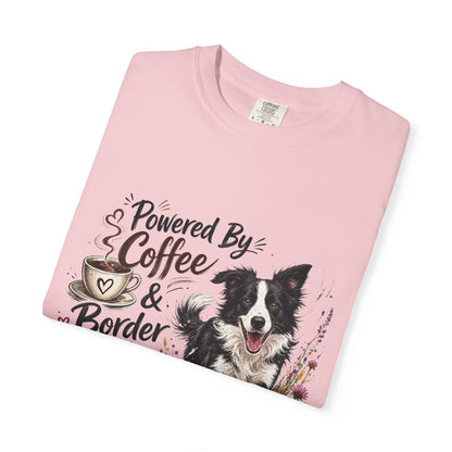 Powered by Coffee & Border Collie Energy T-Shirt | Border Collie Dog Tee