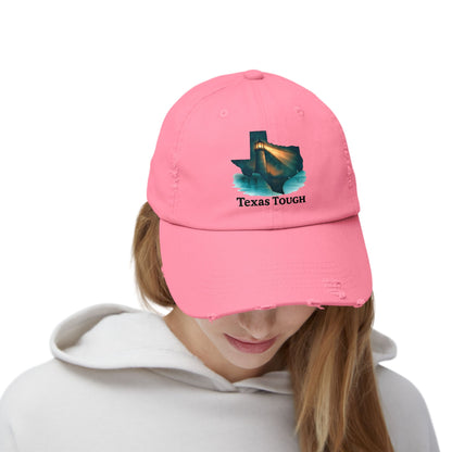 Distressed Cap, Texas Tough Lighthouse Hat, Baseball Cap, Unisex Baseball Hat, Texas Pride Cap, Strong Texas Gift, Distressed Baseball Cap
