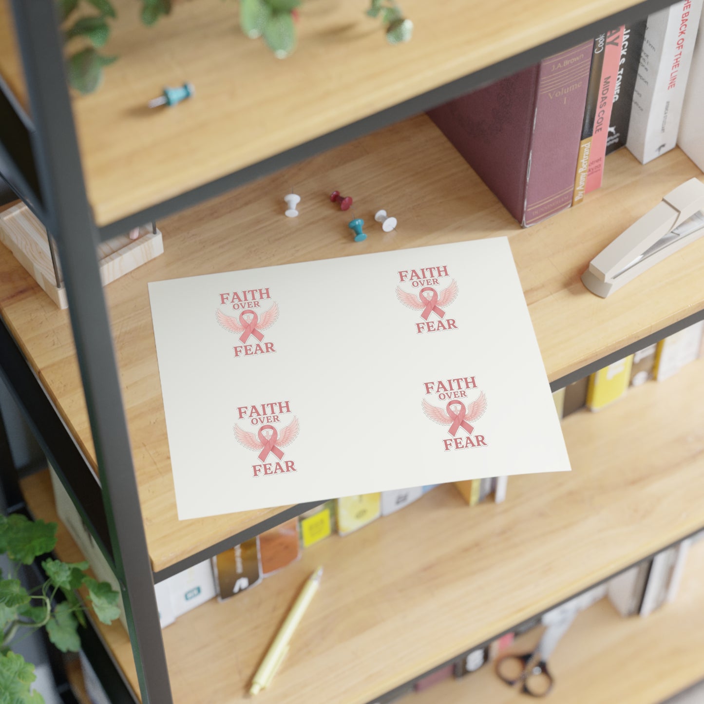 Empowering Sticker Sheets for Hope and Inspiration, Motivational Décor, Faith Over Fear, Breast Cancer Awareness