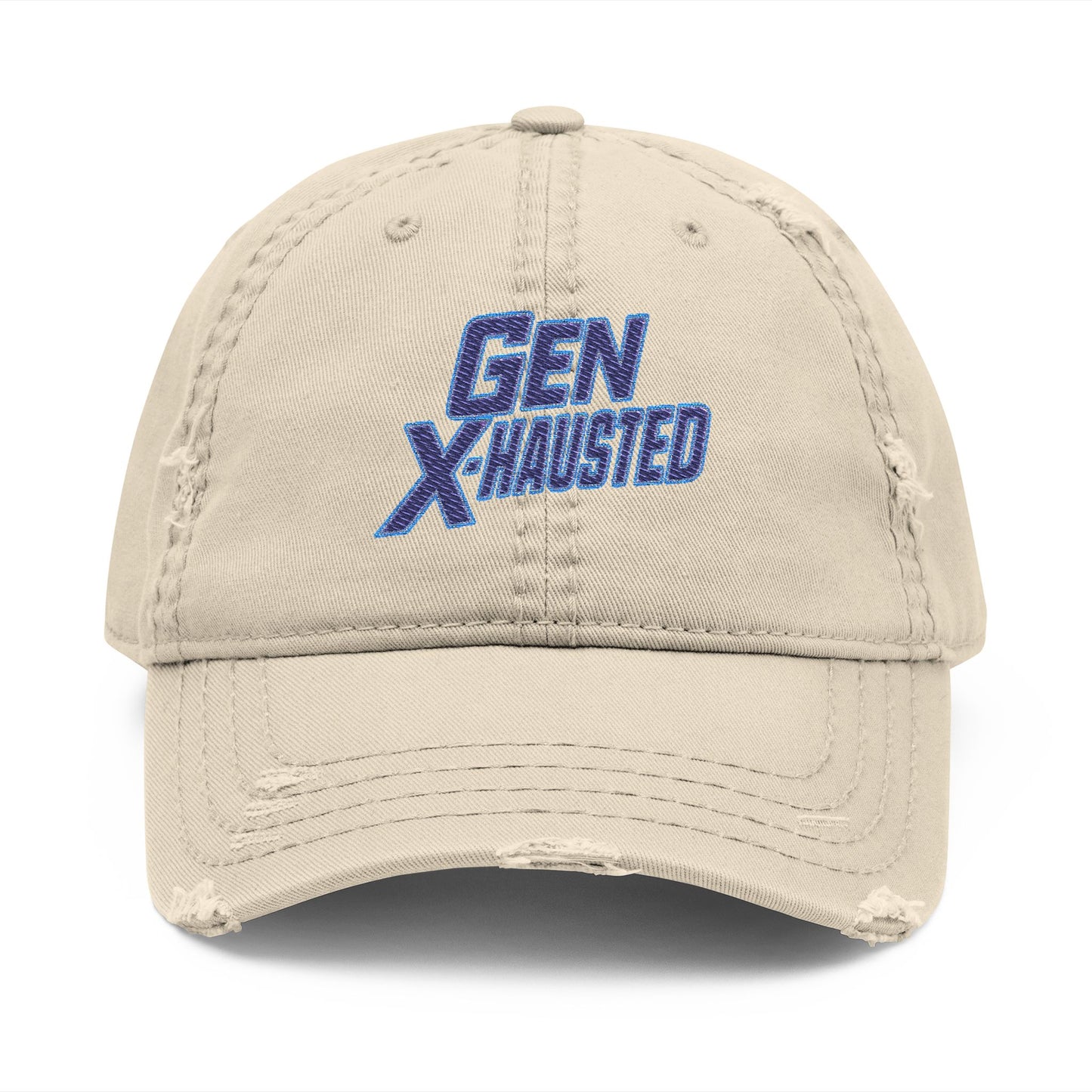 Embroidered Hat, Gen X-Hausted Distressed Dad Cap, Funny Gift for Gen X, Vintage Gen X Apparel, Retro Gen X Accessories, Embroidery Baseball