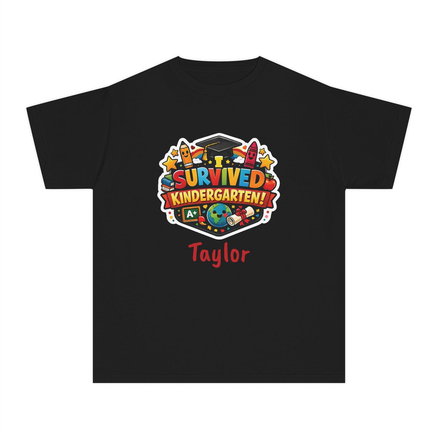 I Survived Kindergarten T-shirt | Kids Graduation Tee, Personalized Name Option