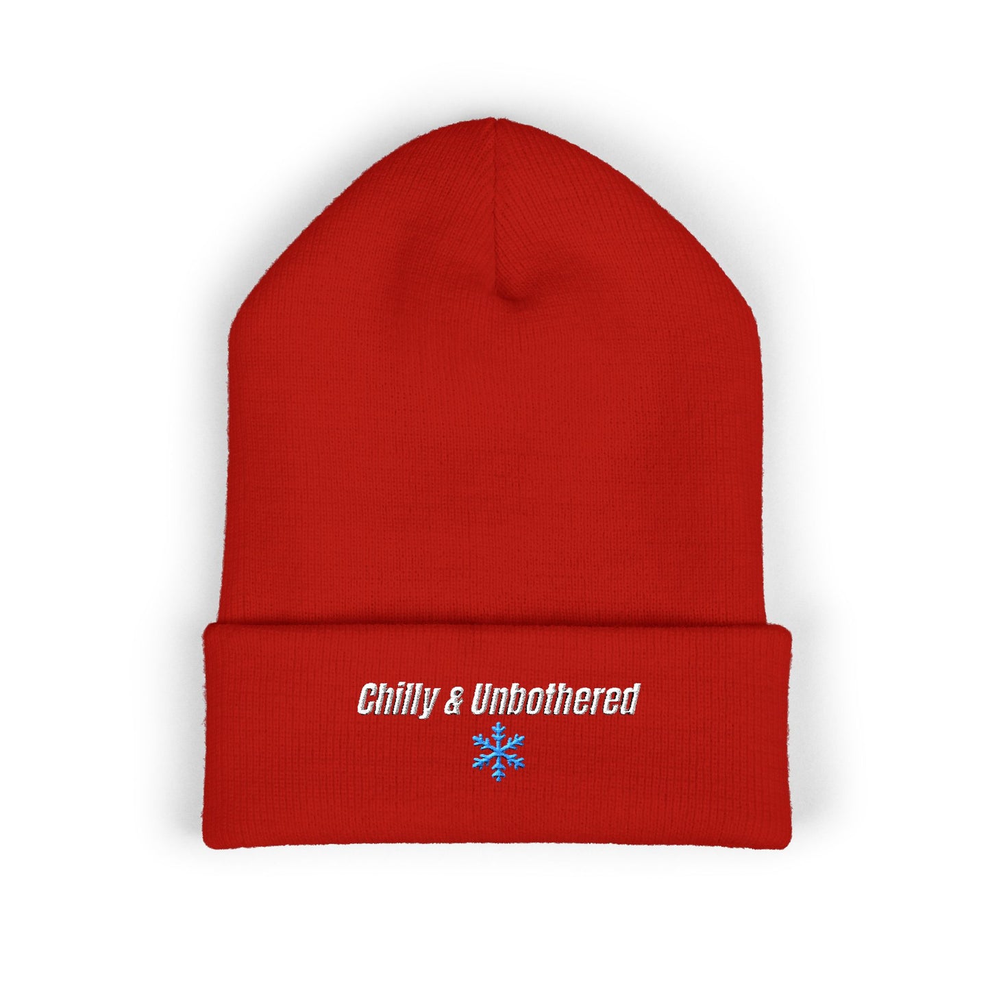 Chilly & Unbothered Beanie | Embroidered Snowflake Cuff Beanie