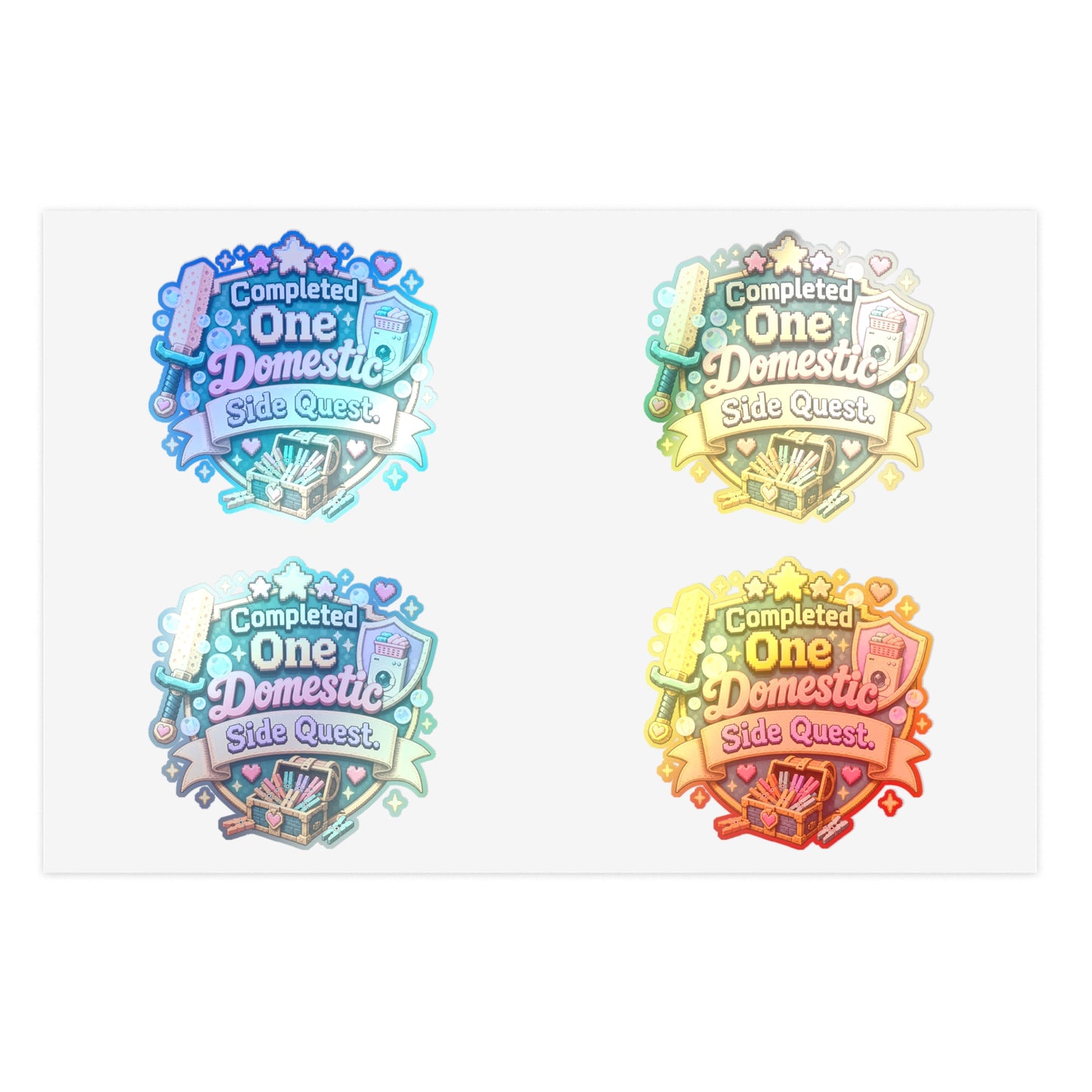 Completed One Domestic Side Quest Sticker Sheet | Cute Achievement Badge Stickers