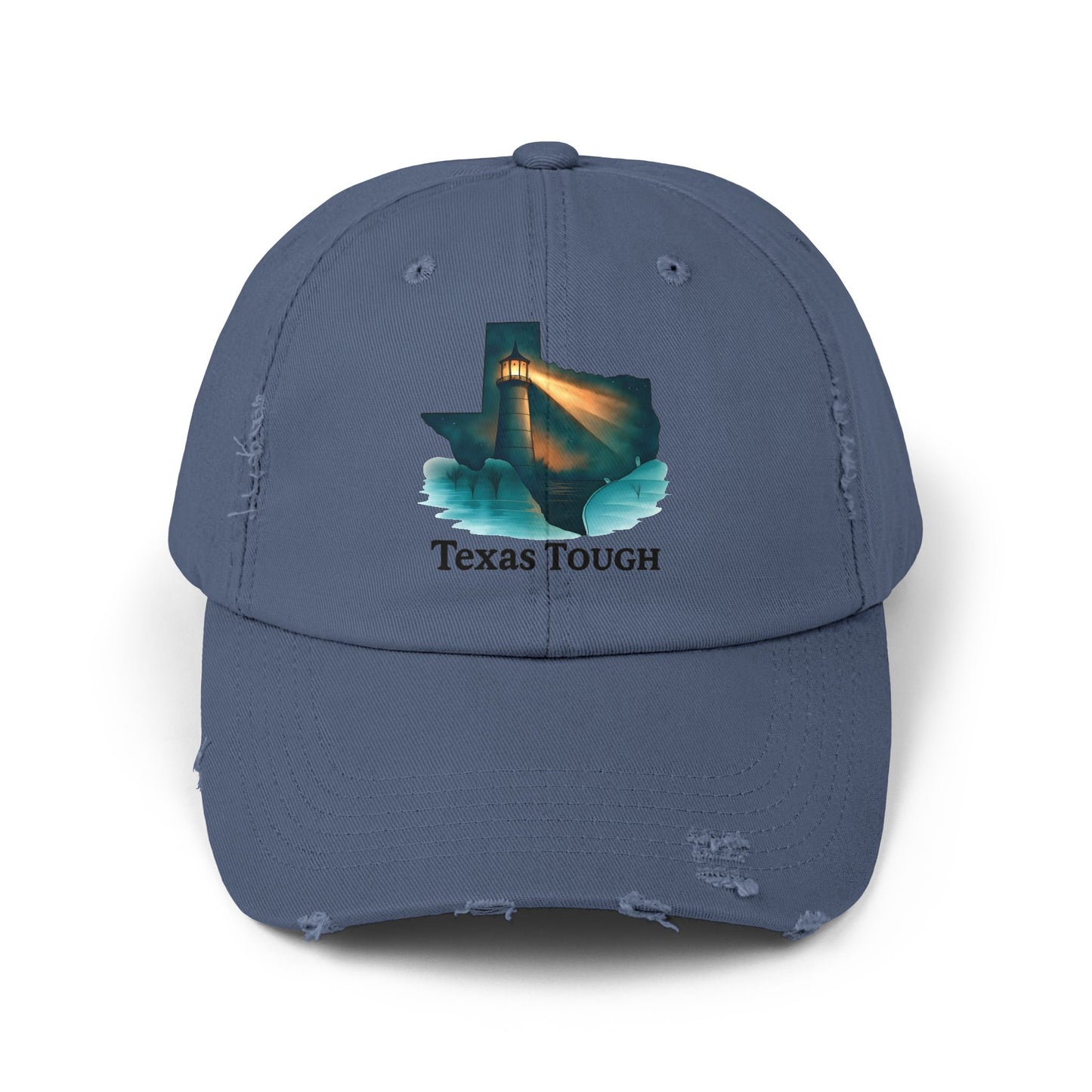 Distressed Cap, Texas Tough Lighthouse Hat, Baseball Cap, Unisex Baseball Hat, Texas Pride Cap, Strong Texas Gift, Distressed Baseball Cap