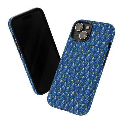 Phone Case, Texas Bluebonnet Tough Case, Navy Floral Phone Cover, Protective iPhone Case, Samsung Galaxy Case, Texas Wildflower Gift