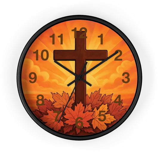 Faith-Inspired Autumn Wall Clock | Rustic Home Decor, Inspirational Gift, Christian Decor, Fall Decor, Cross Design
