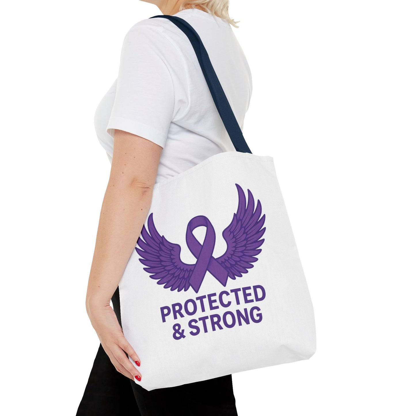 Protected and Strong Awareness Tote Bag, Eco-Friendly Shoulder Bag, Reusable Grocery Bag, Canvas Shopping Tote, Gift for Activists,