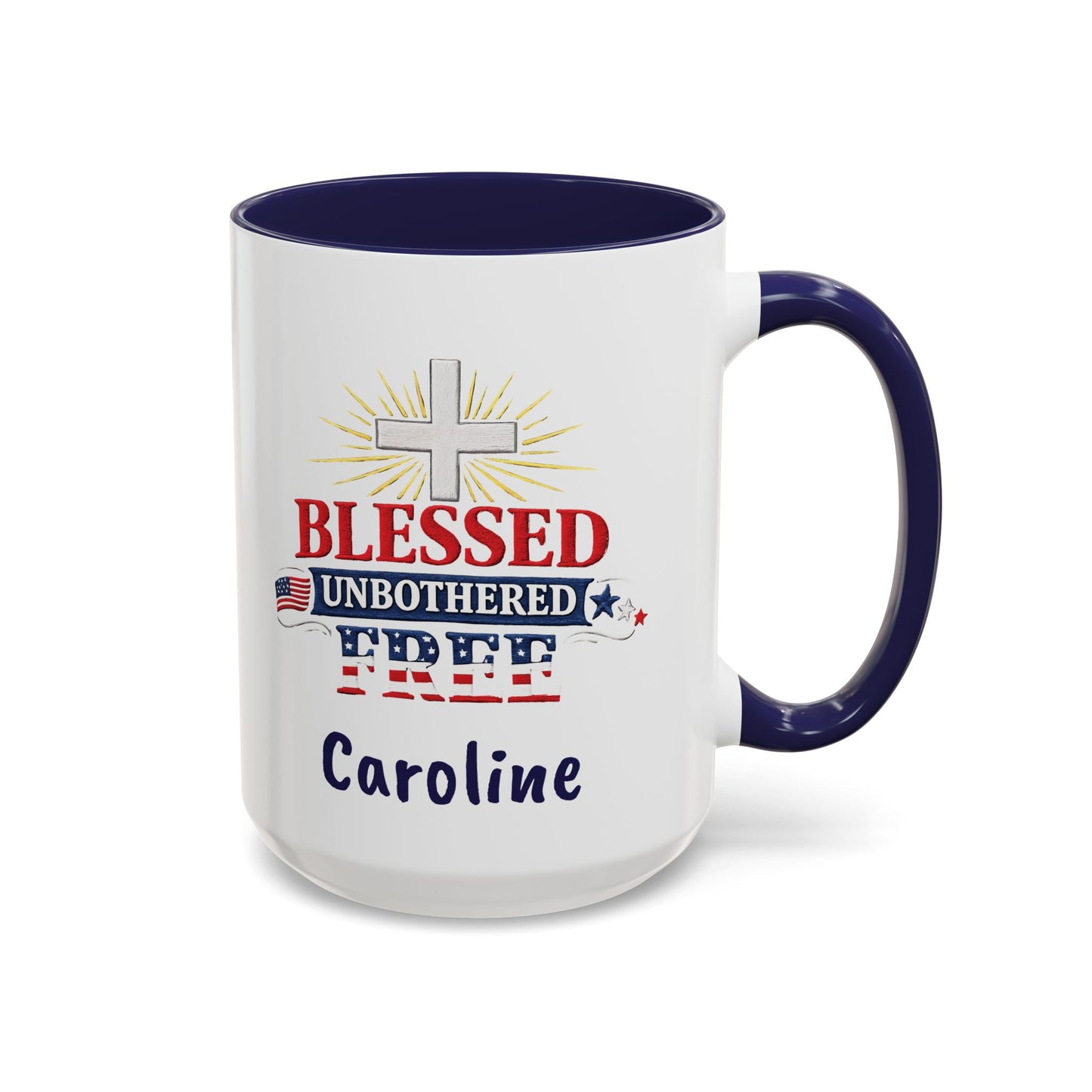 Blessed Unbothered Free, Coffee Mug | Accent Coffee Mug