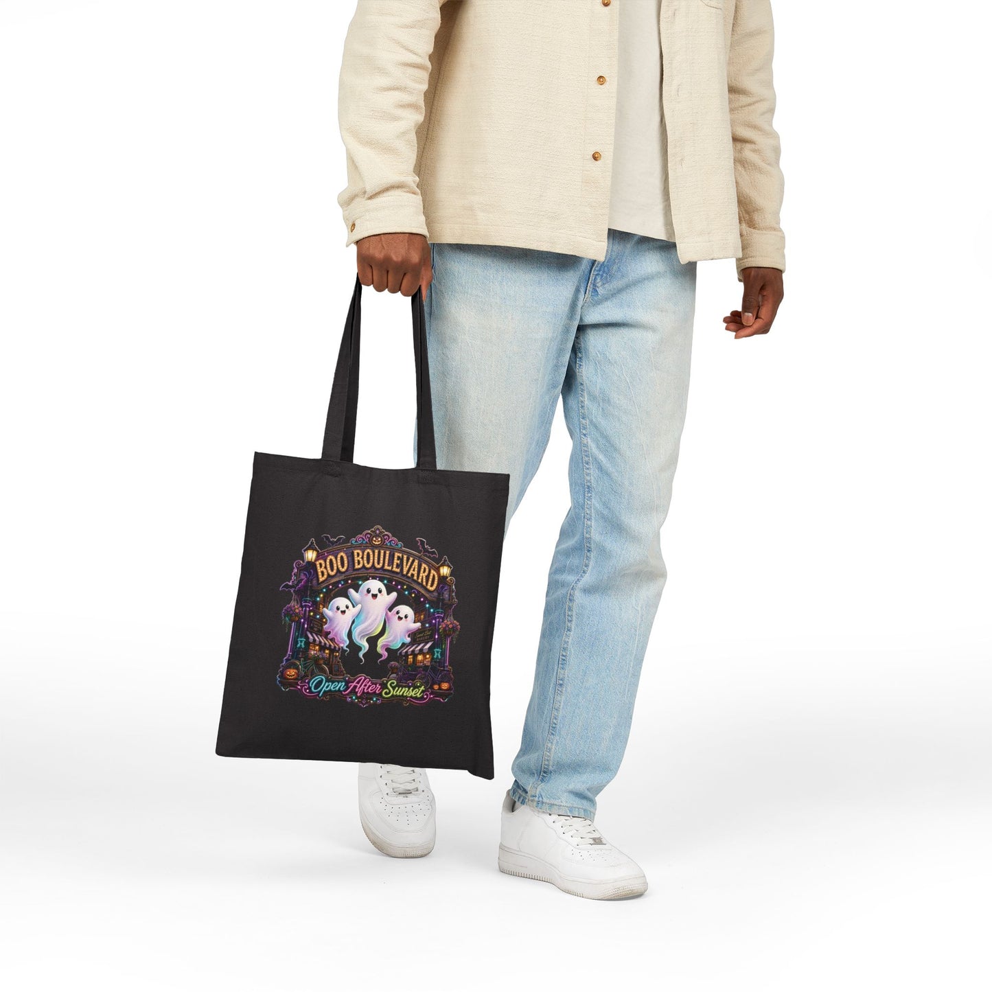 Boo Boulevard Ghosts Tote Bag | Halloween Trick-or-Treat Canvas Tote
