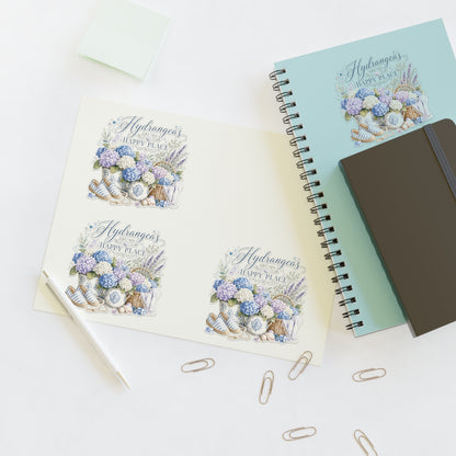Hydrangeas Happy Place Sticker Sheet | Floral Hydrangea Decorative Stickers