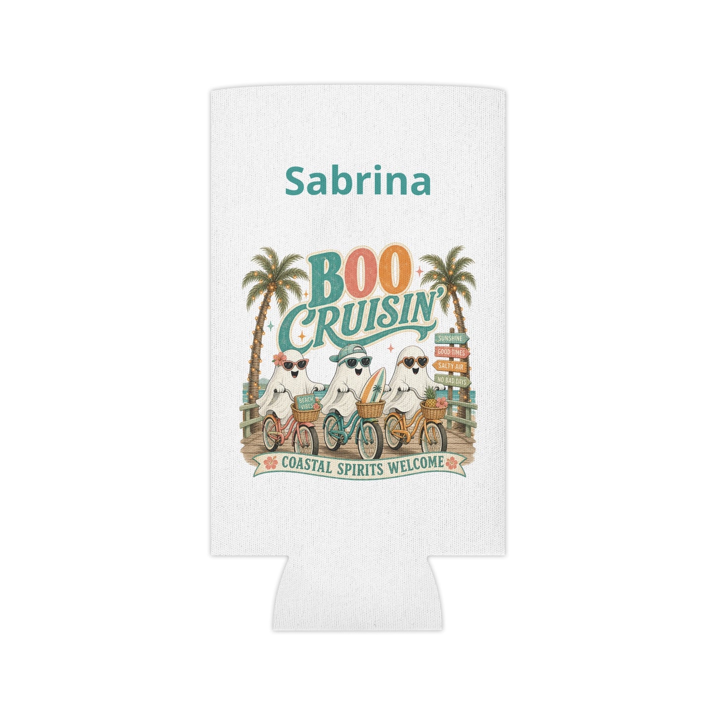 Boo Cruisin' Ghosts Can Cooler | Halloween Coastal Spirits
