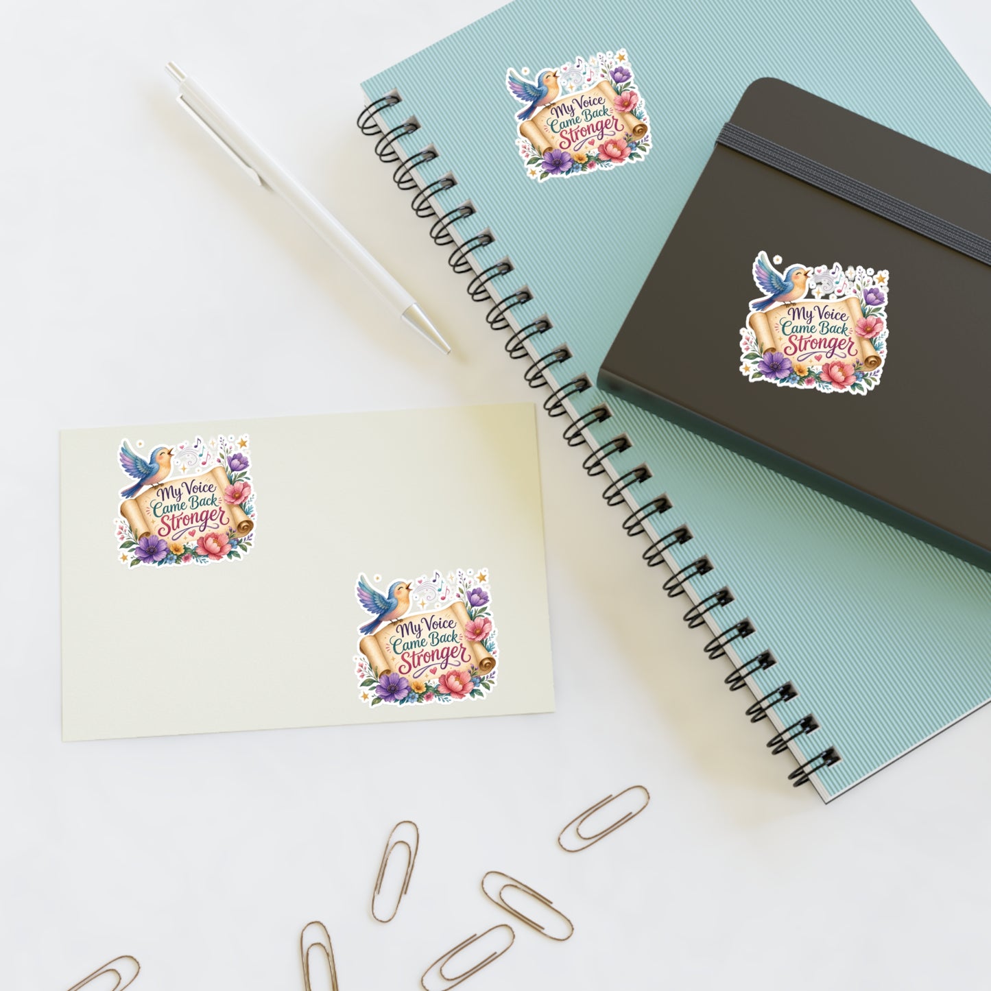 My Voice Came Back Stronger Sticker Sheet | Floral Hummingbird Inspirational