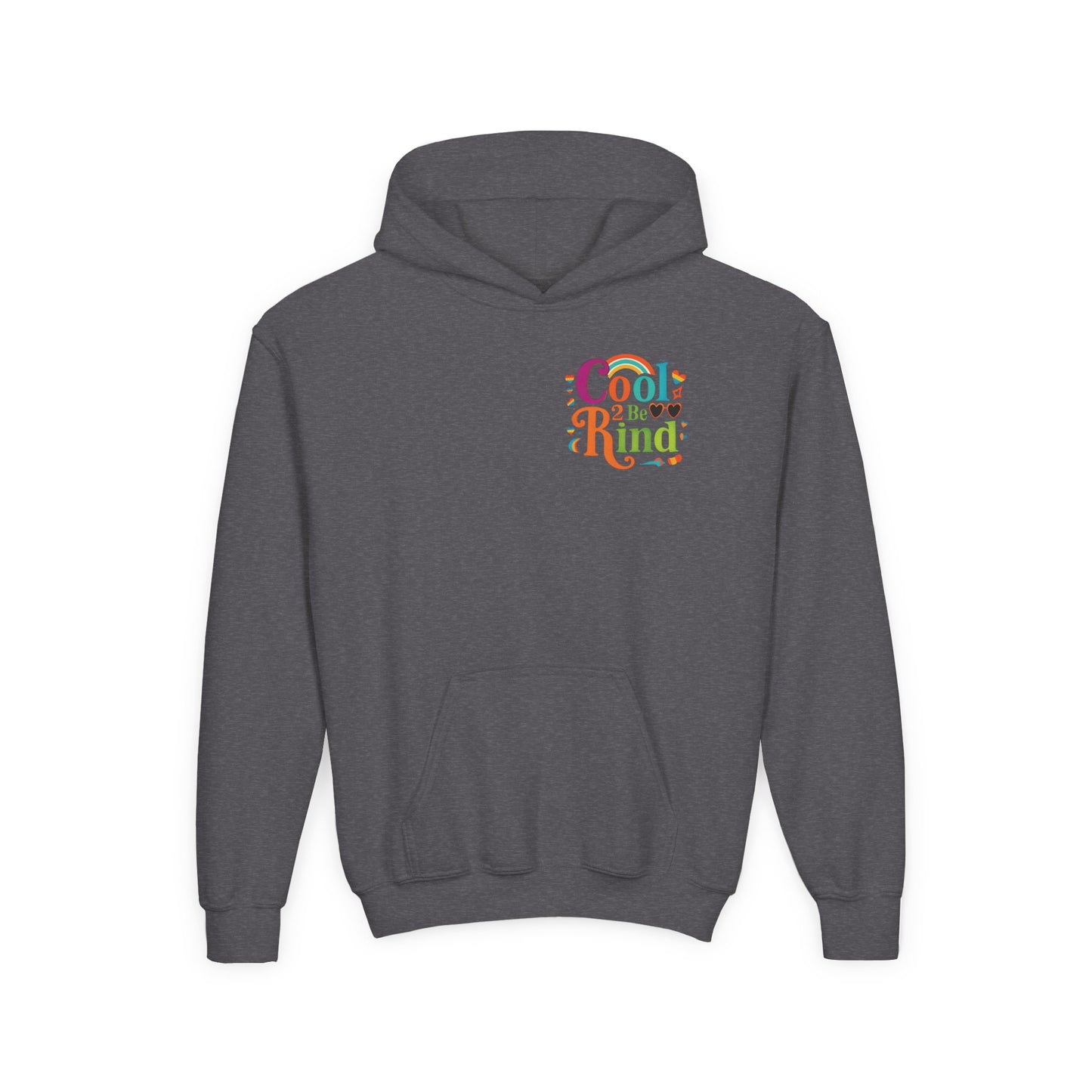 Cool 2 Be Kind Hoodie | Youth Hooded Sweatshirt, Colorful Rainbow Kindness Design