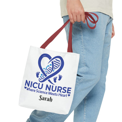 NICU Nurse Tote Bag, Science Meets Heart Bag, Gift for Nurses, Healthcare Tote, Personalized Nurse Gift