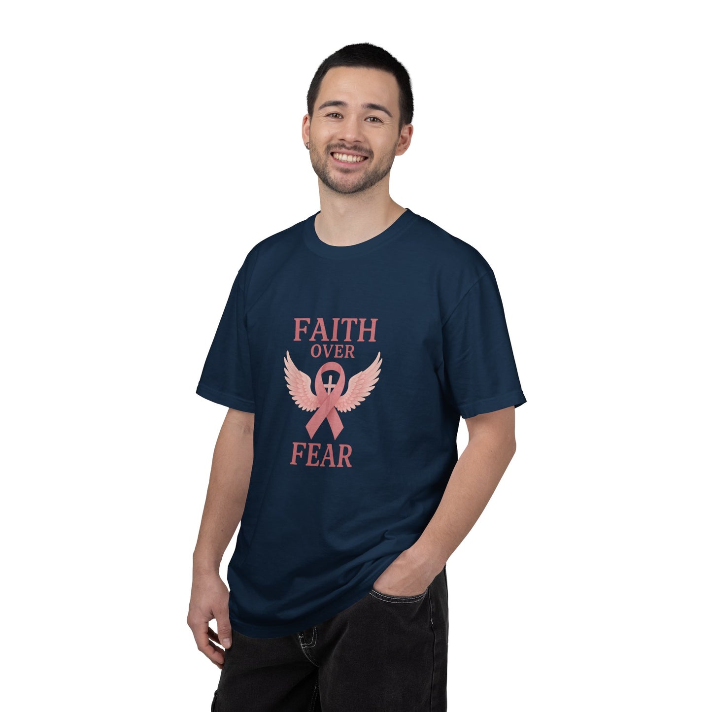 Faith Over Fear Unisex T-Shirt, Inspirational Shirt, Breast Cancer Awareness Tee, Gift for Support, Everyday Casual Wear