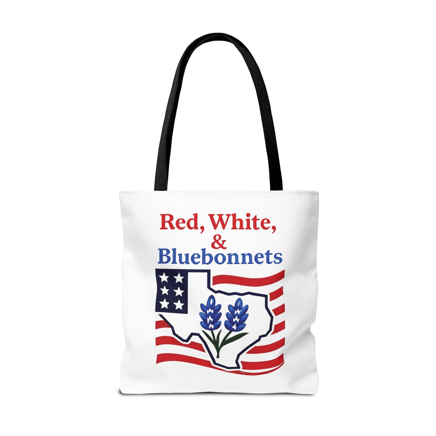 Texas Patriot Tote Bag, Red White and Bluebonnets, Independence Day Accessory, Summer Travel Bag, Gift for Texans, Stylish Grocery Tote