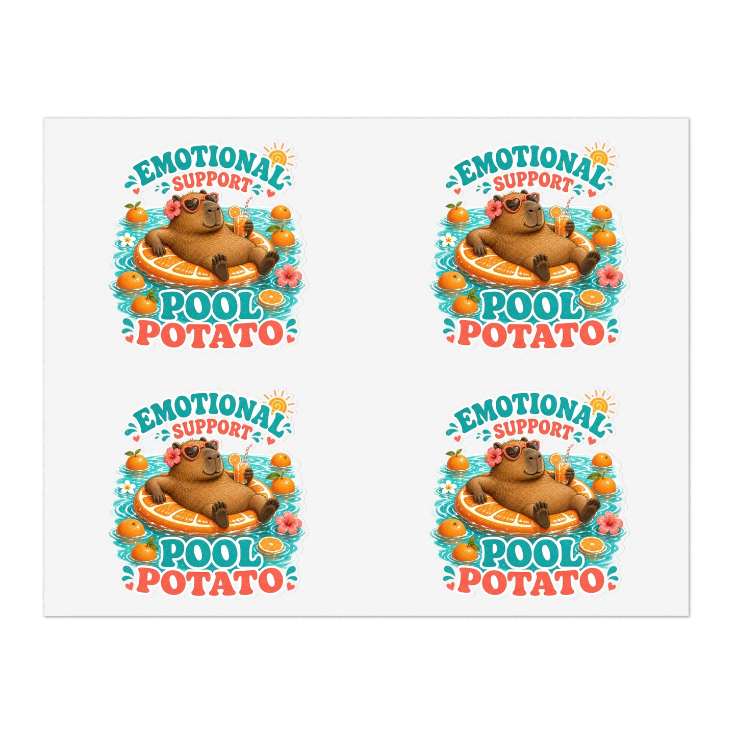 Emotional Support Pool Potato Capybara Sticker Sheet