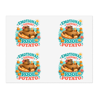 Emotional Support Pool Potato Capybara Sticker Sheet