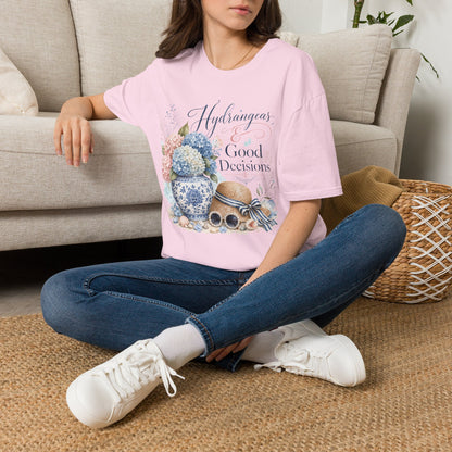 Hydrangeas & Good Decisions T-Shirt | Floral Hydrangea Design