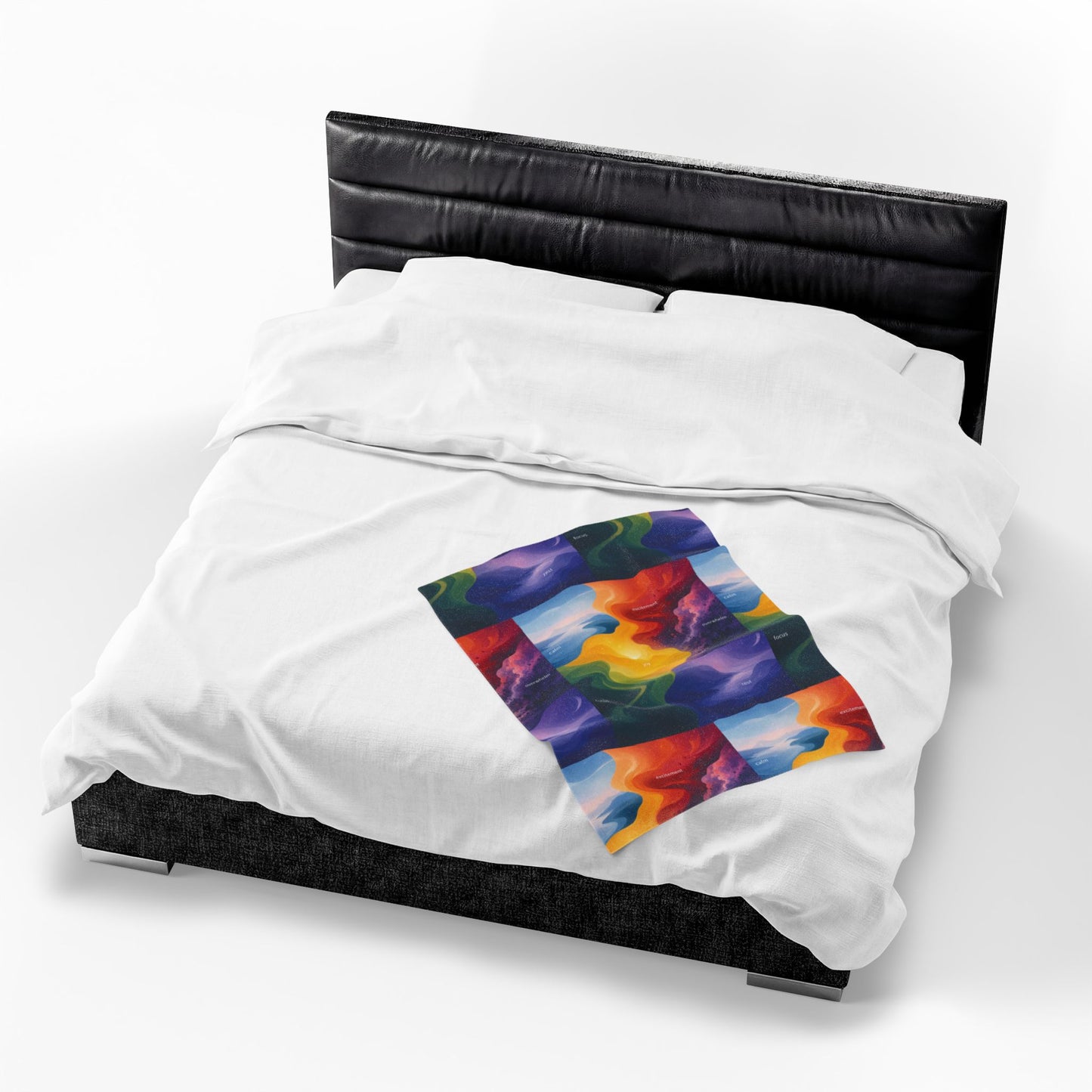 Emotion Color Map Neurodivergent Blanket Velveteen Plush Blanket | Abstract Rainbow Landscape