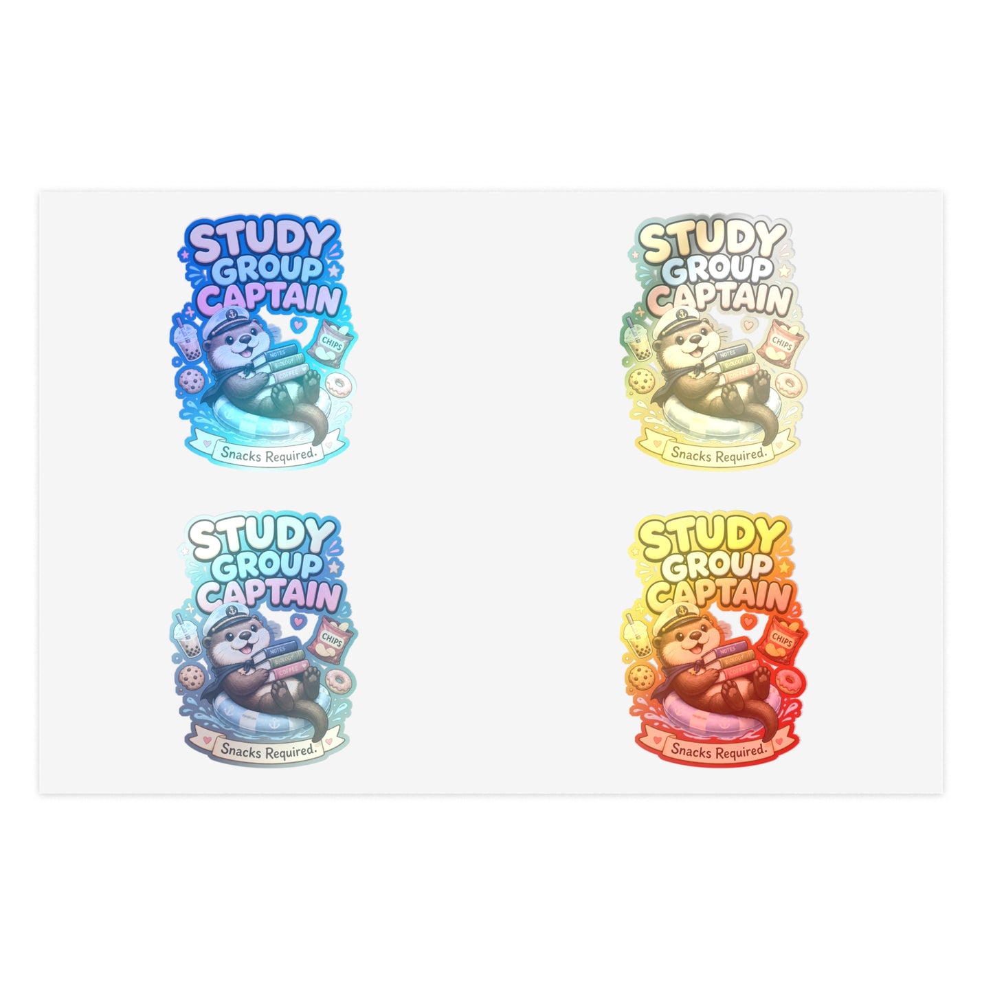 Study Group Captain Otter Sticker | Otter with Snacks Kiss-Cut Sticker