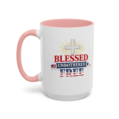 Blessed Unbothered Free, Coffee Mug | Accent Coffee Mug