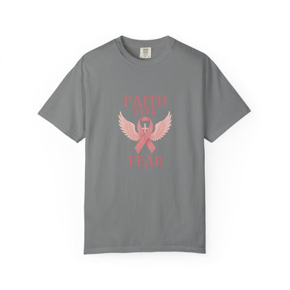 Faith Over Fear Unisex T-Shirt, Inspirational Shirt, Breast Cancer Awareness Tee, Gift for Support, Everyday Casual Wear