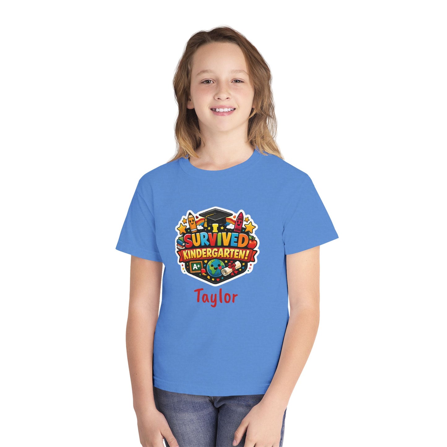 I Survived Kindergarten T-shirt | Kids Graduation Tee, Personalized Name Option