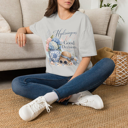 Hydrangeas & Good Decisions T-Shirt | Floral Hydrangea Design