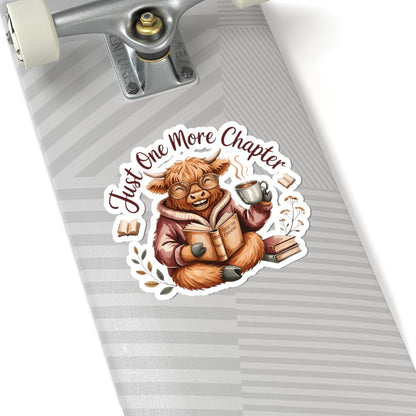 Just One More Chapter Highland Cow Sticker | Kiss-Cut Reading Vinyl
