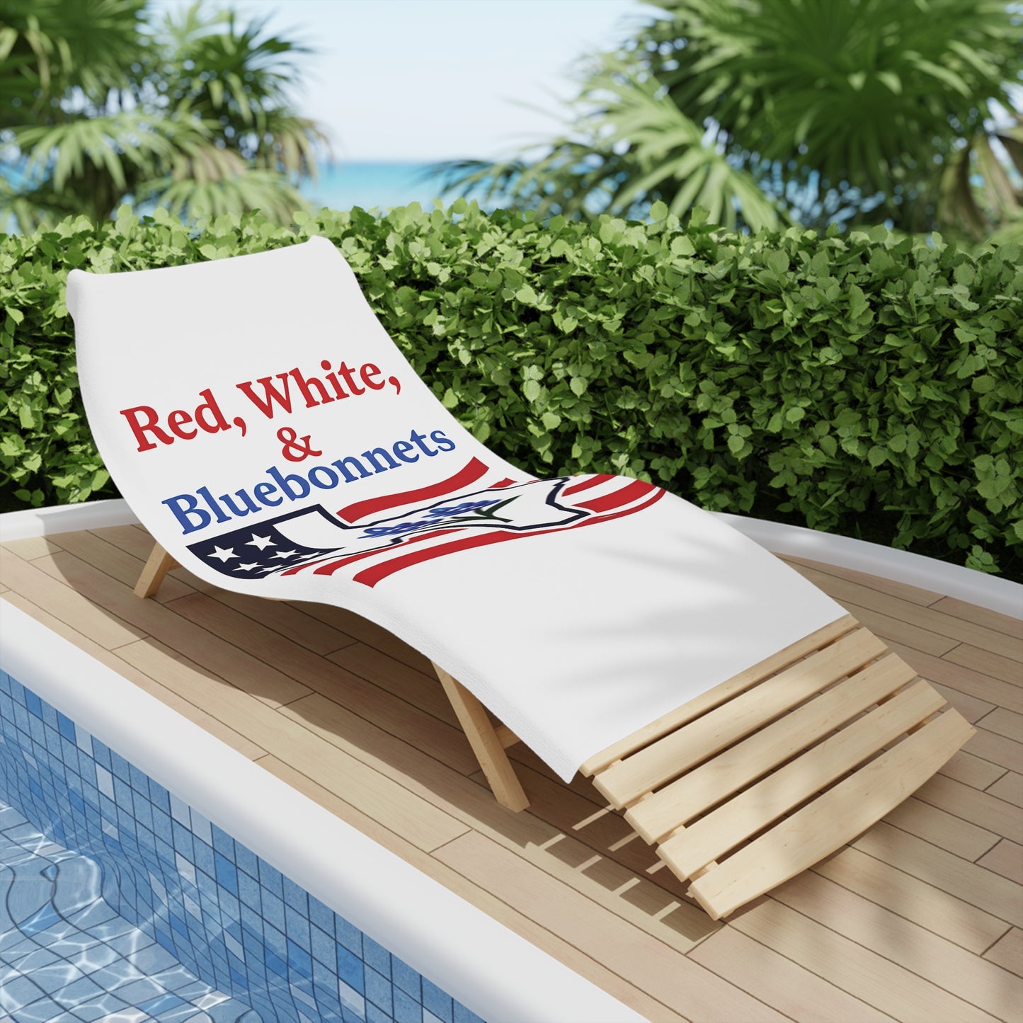 Texas Themed Beach Towel, Red White Bluebonnets Independence Day Towel, Patriotic Pool Towel, Fourth of July Gift, Summer Holiday Towel, USA