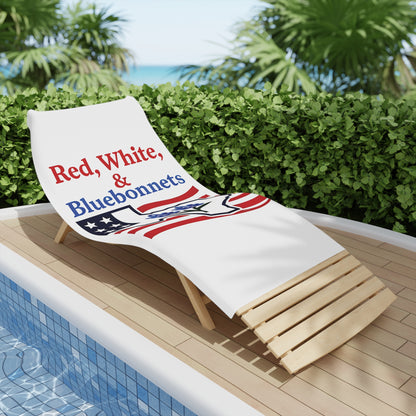 Texas Themed Beach Towel, Red White Bluebonnets Independence Day Towel, Patriotic Pool Towel, Fourth of July Gift, Summer Holiday Towel, USA