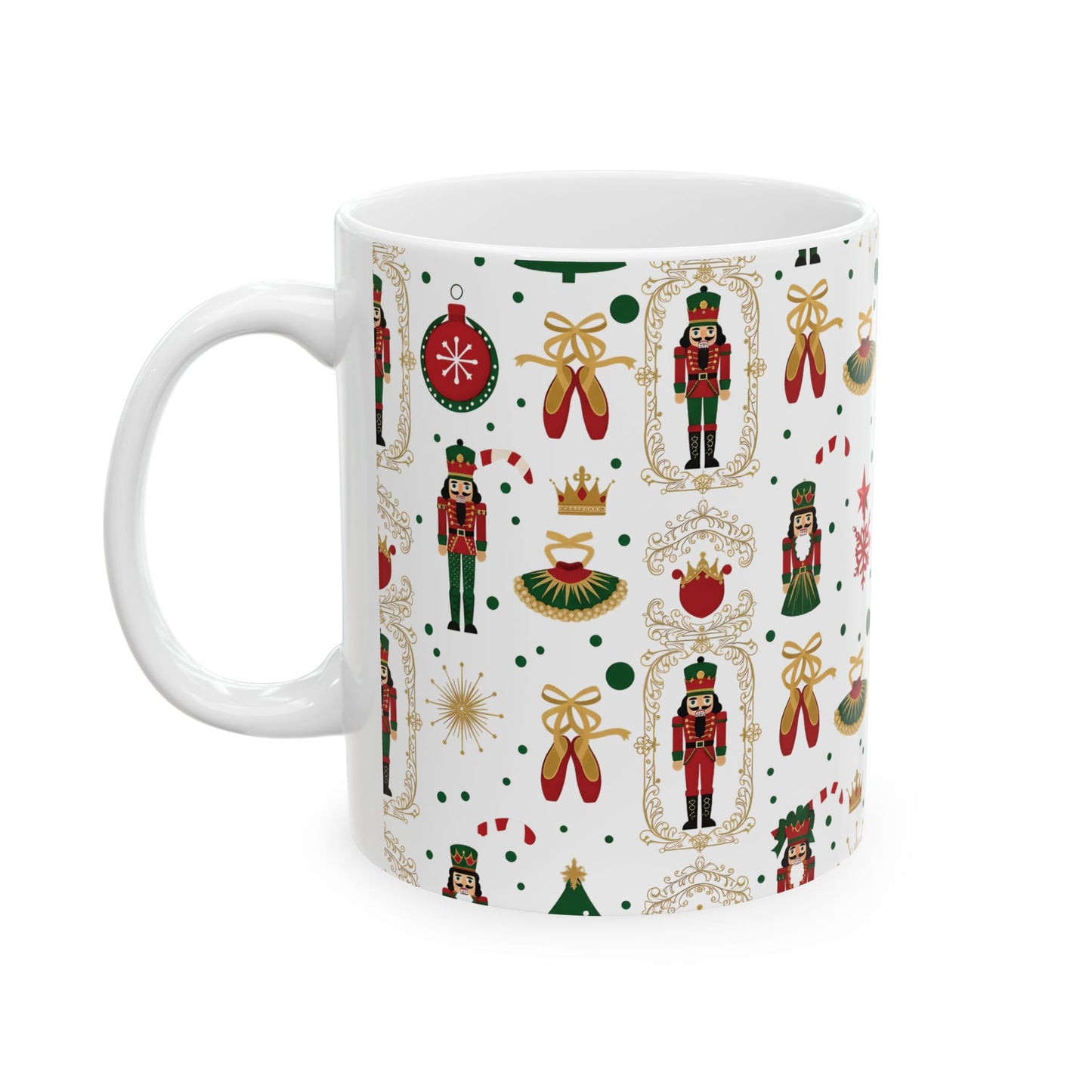 Nutcracker Pattern Mug | Christmas Holiday Ceramic Mug