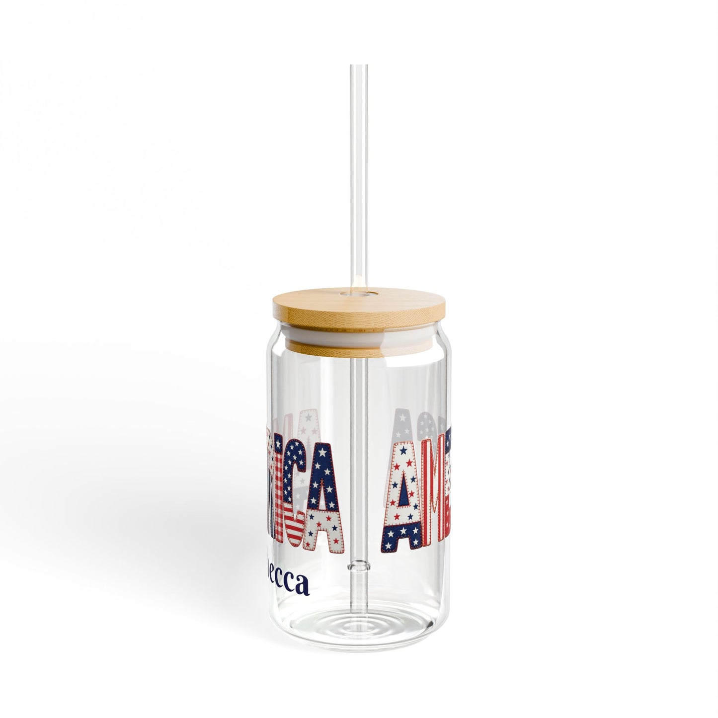 American Flag Lettering Sipper Glass | 16oz
