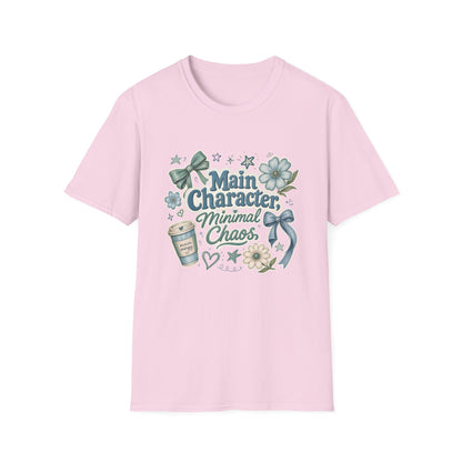 Main Character Minimal Chaos T-Shirt | Floral Bows Stars Design