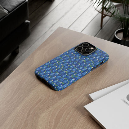 Phone Case, Texas Bluebonnet Tough Case, Navy Floral Phone Cover, Protective iPhone Case, Samsung Galaxy Case, Texas Wildflower Gift