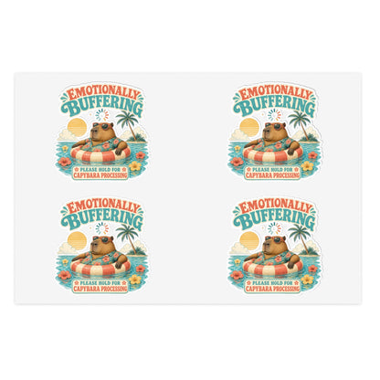Emotionally Buffering Capybara Illustration Sticker Sheet | 4pcs