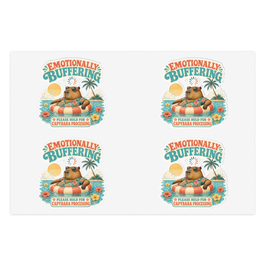 Emotionally Buffering Capybara Illustration Sticker Sheet | 4pcs