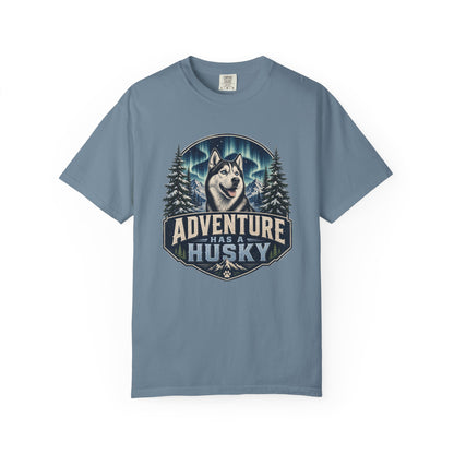 Adventure Has a Husky T-shirt | Husky Dog Graphic, Northern Lights, Outdoors