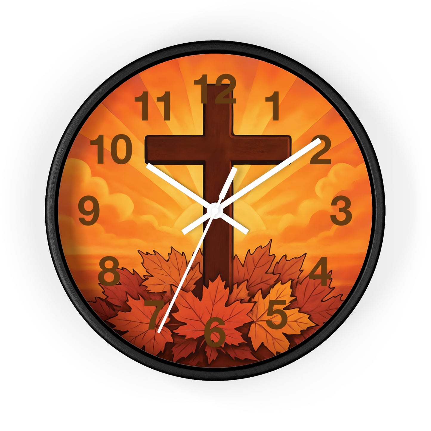 Faith-Inspired Autumn Wall Clock | Rustic Home Decor, Inspirational Gift, Christian Decor, Fall Decor, Cross Design