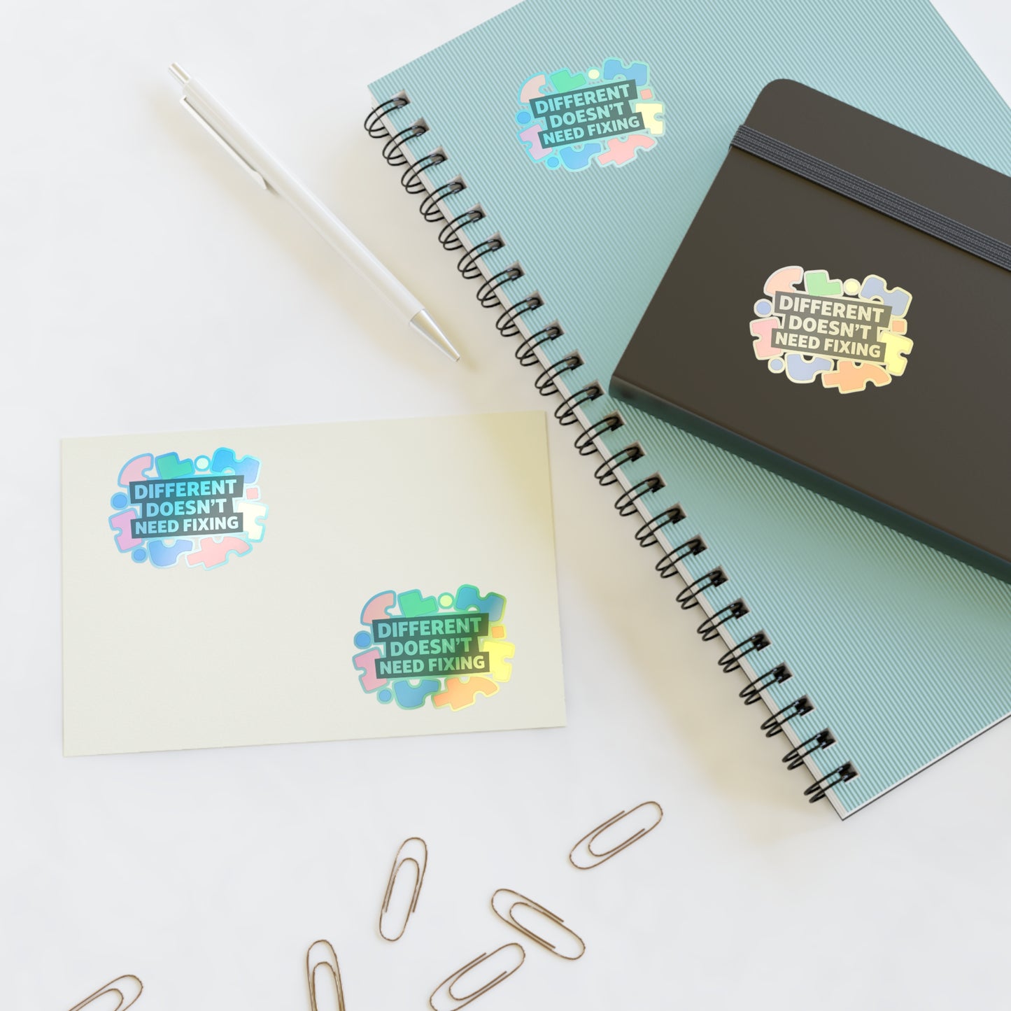 Different Doesn't Need Fixing Sticker Sheets | Autism Puzzle Piece Design
