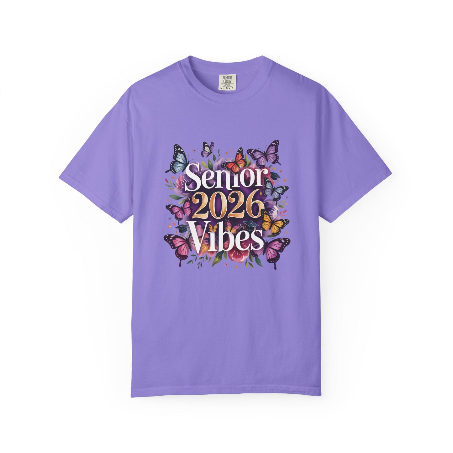 Senior 2026 Vibes T-Shirt | Butterfly Graduation Design