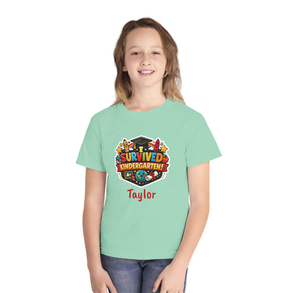 I Survived Kindergarten T-shirt | Kids Graduation Tee, Personalized Name Option