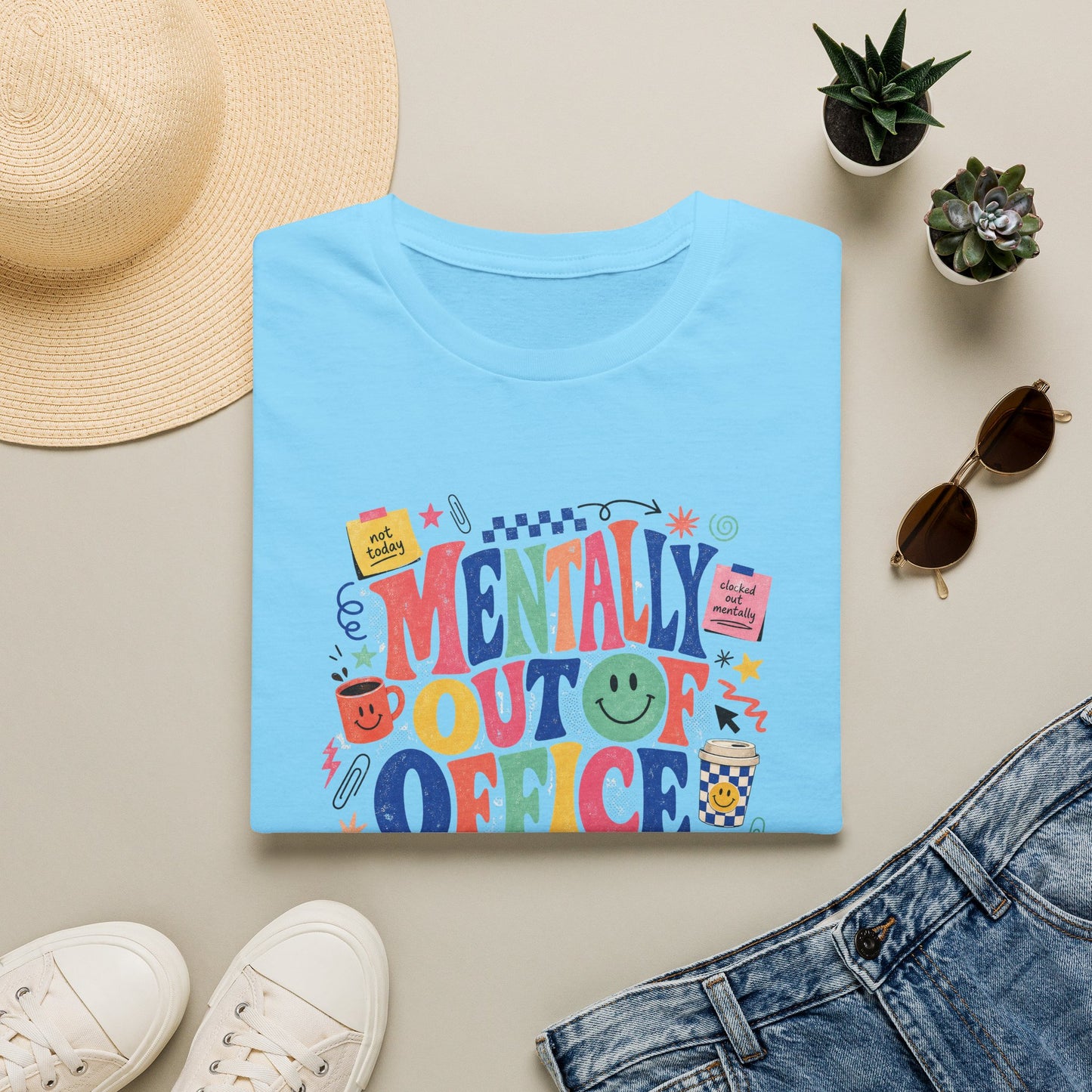 Mentally Out Of Office T-Shirt | Colorful Retro Graphic