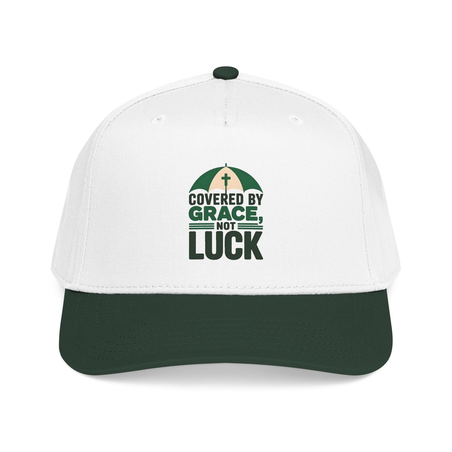 Covered by Grace Not Luck baseball cap | Christian faith hat