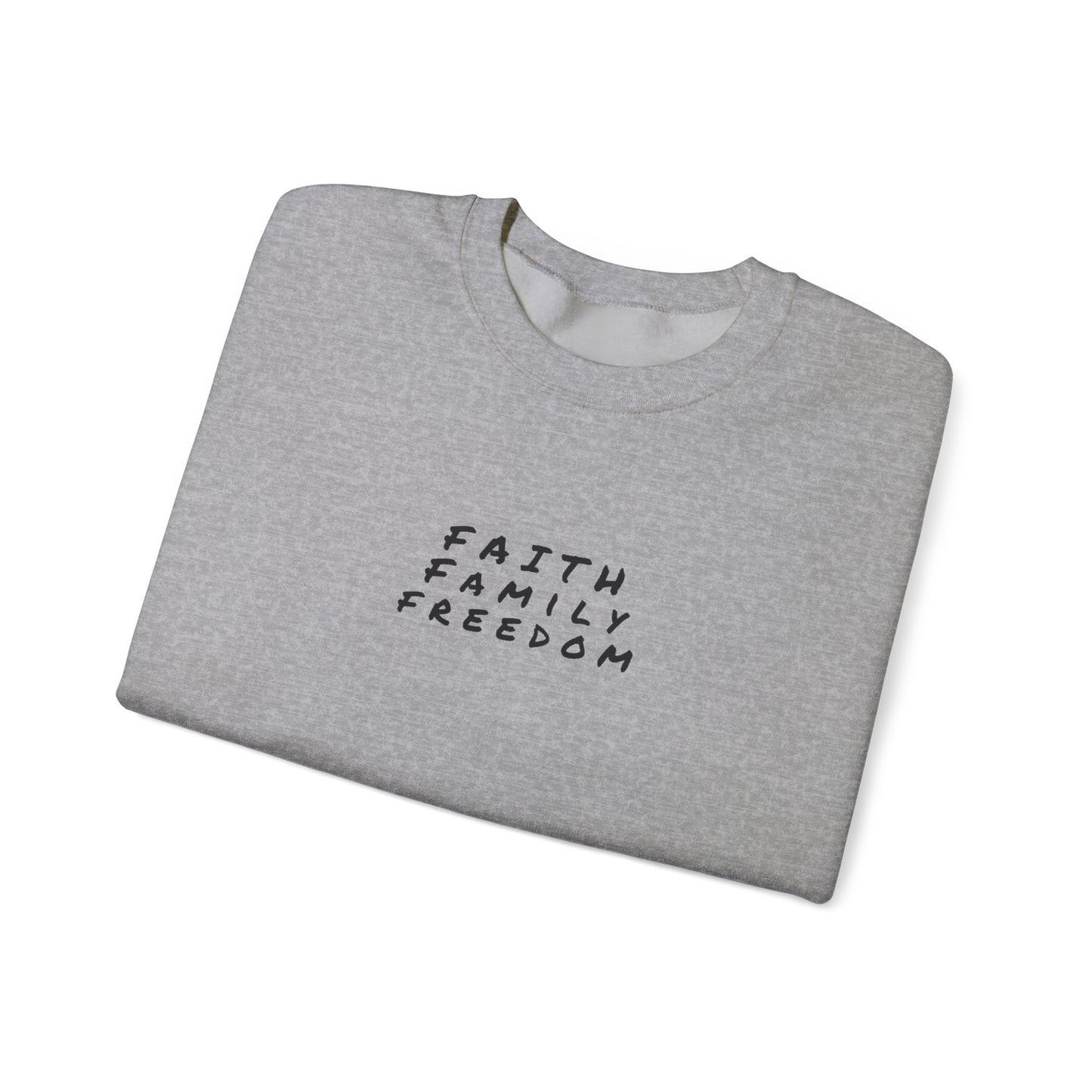 Faith Family Freedom Sweatshirt, Christian Sweatshirt, Religious Apparel, Inspirational Jumper, Religious Gift for Him/Her, Cozy Sweatshirt