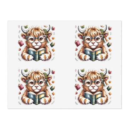 Reading Highland Cow Sticker Sheet | Cute Bookish Stickers