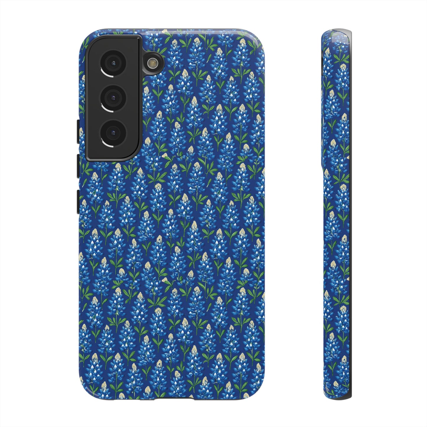 Phone Case, Texas Bluebonnet Tough Case, Navy Floral Phone Cover, Protective iPhone Case, Samsung Galaxy Case, Texas Wildflower Gift