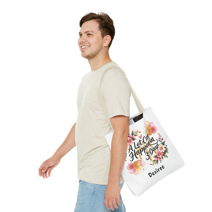 A Lot Can Happen in 3 Days Easter Faith Tote Bag | Floral Script Personalized Name